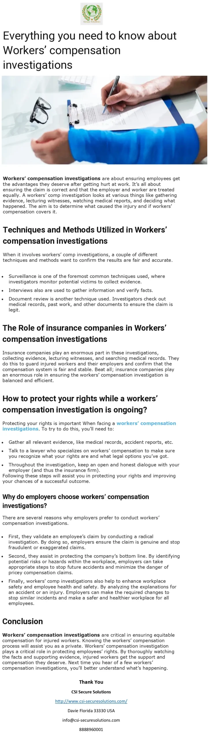 Workers Comp Investigations